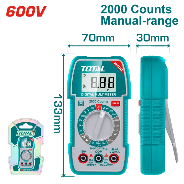 רב מודד דיגיטלי כולל תאורה