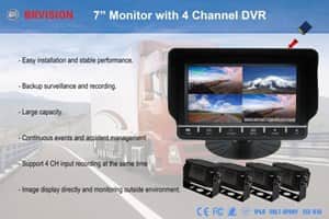 מסך DVR הקלטה מפוצל "7 ,מותאם לחיבור וצפייה ב 4 מצלמות אינפרה בזמן אמת או שיחזור היסטורית צפייה