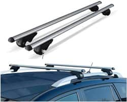 גגון אלומיניום אוניברסלי לרכב עם מוטות אורך לא צמודי גג 120ס"מ כולל נעילת אבטחה