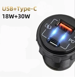 מטען מהיר USB\TYPE C לטעינת סמארטפון עגול הברגה 12-24V