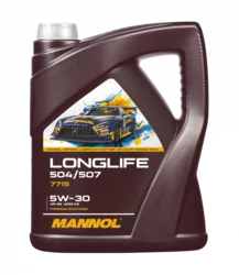 שמן מנוע 5 ליטר 5W30-507 סינטטי מלא תקן MANNOL 7715 VW504/507