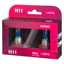 זוג נורות H11 12V בעוצמה תאורה מחוזקת ומשופרת בגוון לבן 130% ULTRA