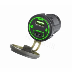 שקע טעינה סופר מהיר עגול קבוע לרכב 12-24V 3A USB + TYPE C