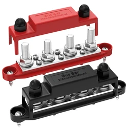 פס צבירה נחושת 12-48V 250A כולל 4 חיבורי M8 ו 6 חיבורי M4