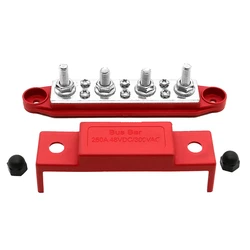 פס צבירה נחושת 12-48V 250A כולל 4 חיבורי M8 ו 6 חיבורי M4