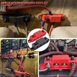 פס צבירה נחושת 12-48V 250A כולל 4 חיבורי M8 ו 6 חיבורי M4