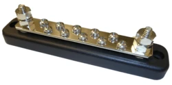 פס צבירה נחושת 12-48V 150A כולל 2 חיבורי M6 ו 12 חיבורי M4