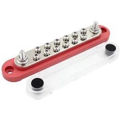 פס צבירה נחושת 12-48V 150A כולל 2 חיבורי M6 ו 12 חיבורי M4