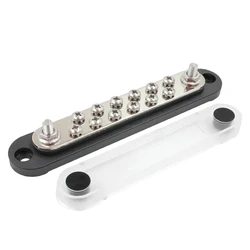 פס צבירה נחושת 12-48V 150A כולל 2 חיבורי M6 ו 12 חיבורי M4