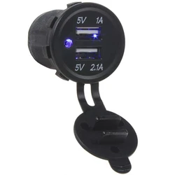 שקע טעינה מהיר עגול כפול 2.1A USB קבוע לרכב 12-24V
