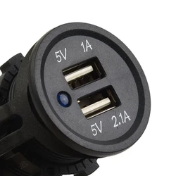 שקע טעינה מהיר עגול כפול 2.1A USB קבוע לרכב 12-24V