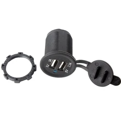 שקע טעינה מהיר עגול כפול 2.1A USB קבוע לרכב 12-24V