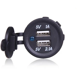 שקע טעינה מהיר עגול כפול 2.1A USB קבוע לרכב 12-24V