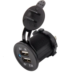 שקע טעינה מהיר עגול כפול 2.1A USB קבוע לרכב 12-24V