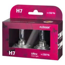 זוג נורות H7 ‏‏12V בעוצמה תאורה מחוזקת ומשופרת בגוון לבן‏‏ 130% ULTRA