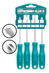 סט 4 מברגים TOTAL חומר פלדת כרום-ונדיום (Cr-V)