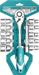 סט בוקסות מקצועי "1/2 מילימטרי 12 חלקים עם ידית ראציט TOTAL