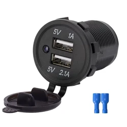 שקע טעינה מהיר עגול כפול 2.1A USB קבוע לרכב 12-24V